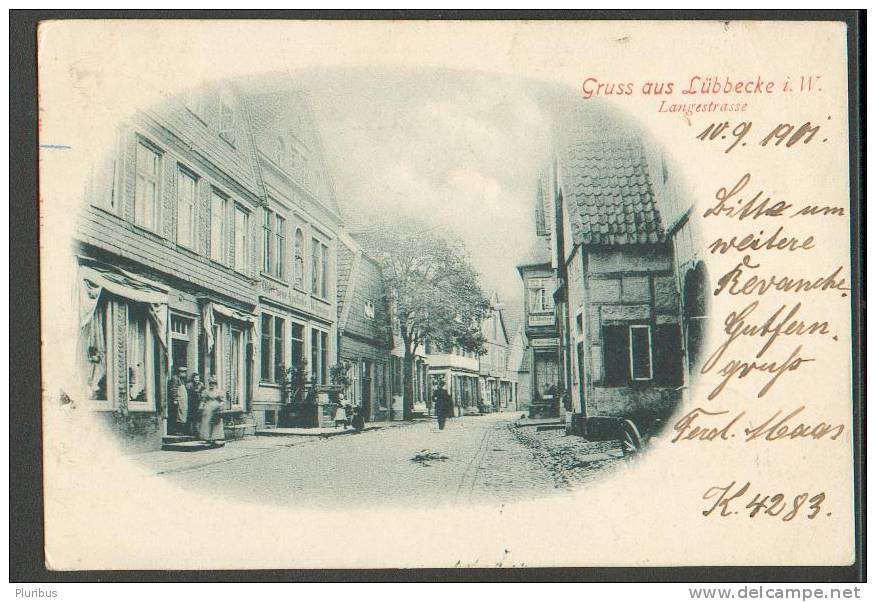 1901 GRUSS AUS LÜBBECKE I. W., LANGESTRASSE, APOTHEKE - Lübbecke