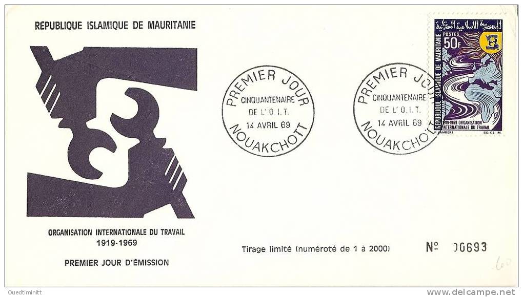 Mauritanie.Premier Jour.FDC. Cinquentenaire De L´O.I.T. 1969. - Mauritanie (1960-...)