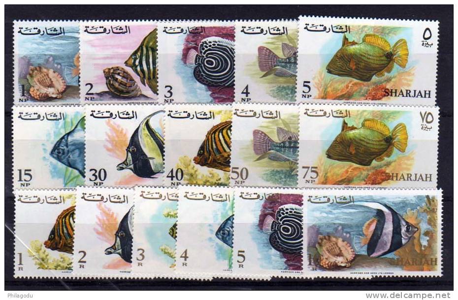 Sharjah1967, Poissons    Fish  , Cat. Michel N° 119 / 27 + Aériens POSTFRICH ++  MNH - Sharjah