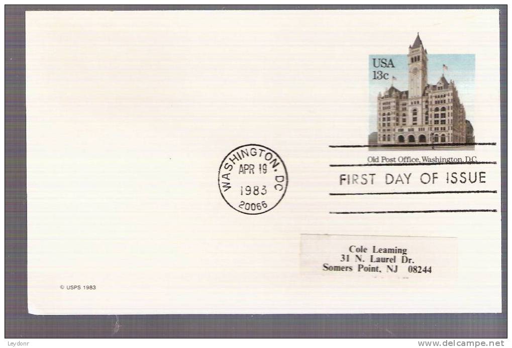 FDC Old Post Office, Washington, D.C. Scott # UX99 - 1981-1990