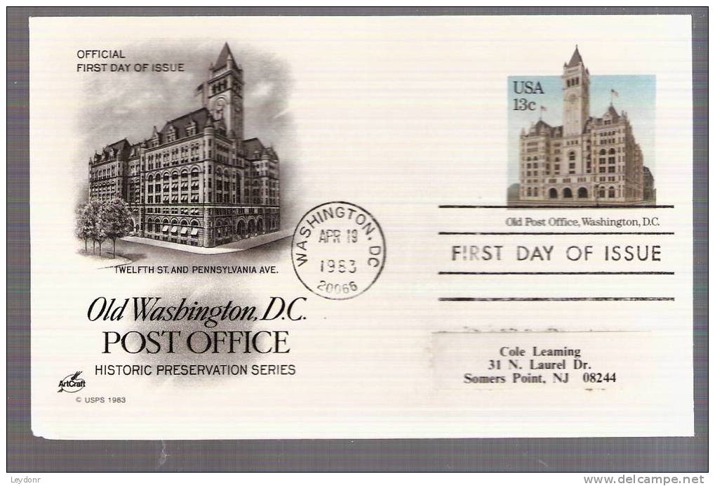 FDC Old Post Office, Washington, D.C. Scott # UX99 - Briefe U. Dokumente
