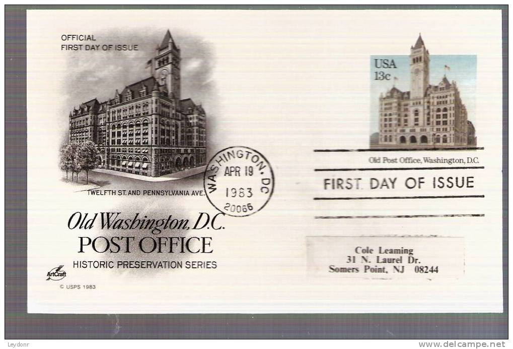 FDC Old Post Office, Washington, D.C. Scott # UX99 - 1981-1990