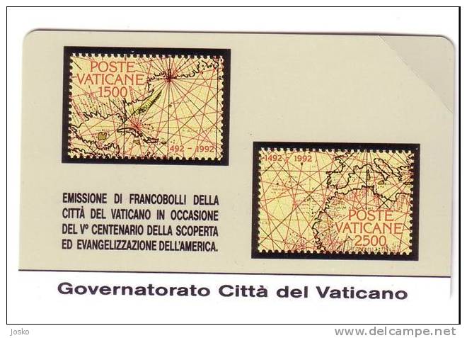 VATICAN SCV 0 - Scoperta Dell`America ( MINT Old & Rare Card  ) * Stamps Card Stamp Cards Timbre Timbres Maps Carte Map - Vatikan