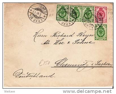 Fs003a/ FINNLAND -  KPxP4 Auf F36 (4 X) F 37 1897 Nach Chemnitz, Brief - Covers & Documents