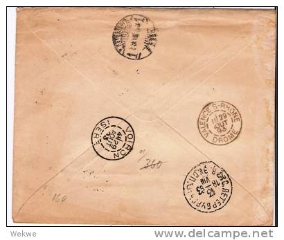 Fs004a/ FINNLAND -  U36 B + Facit 37 Frederikshamn 1892 Nach Frankreich (Brief) - Lettres & Documents