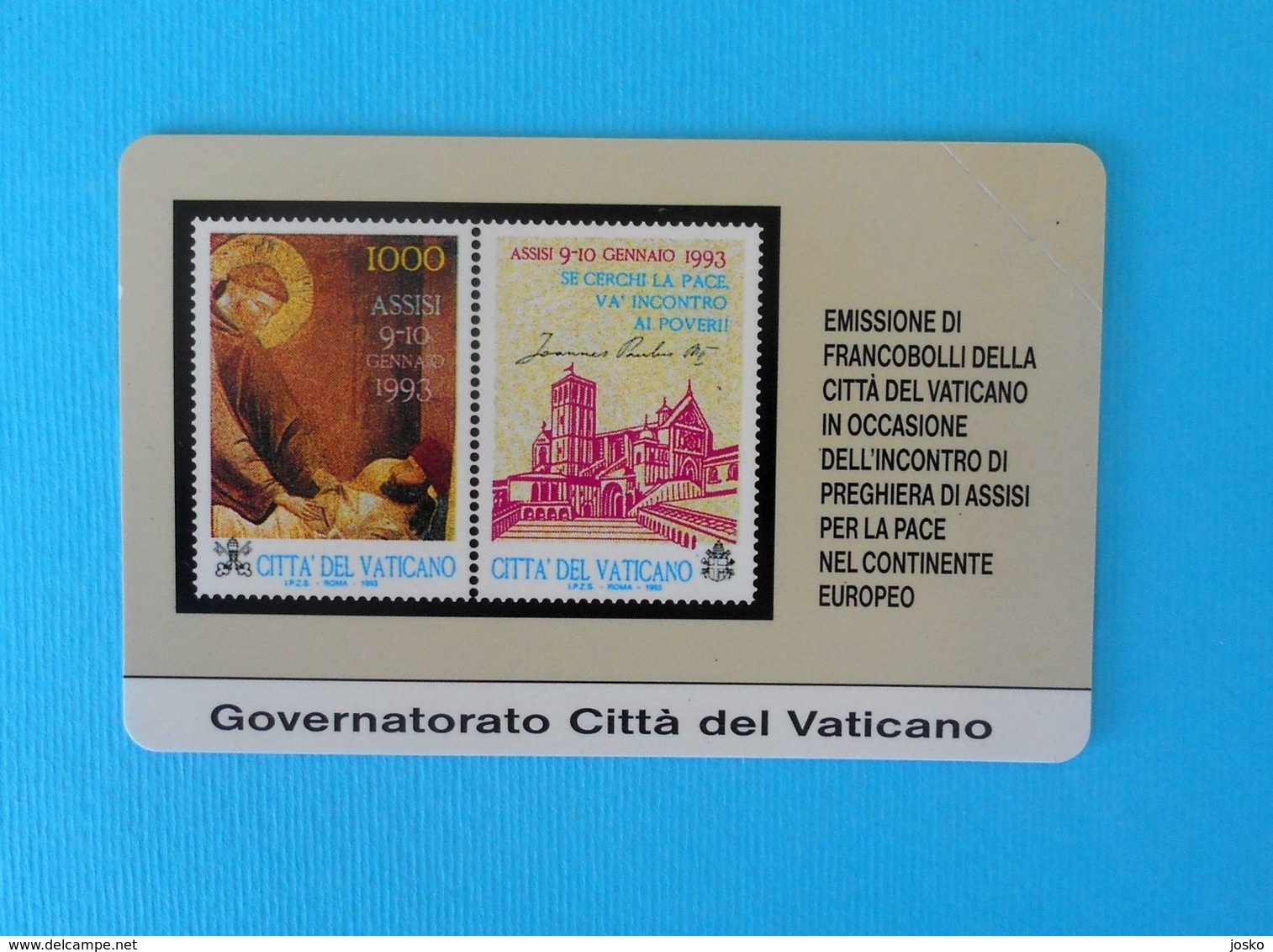 VATICAN SCV 1 - Assisi Per La Pace ( MINT Old & Rare Card  ) Stamps On Card Church Stamp Timbre Timbres Carte - Autres - Europe