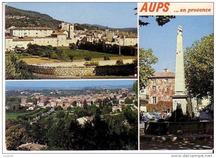 AUPS -  Vues Du Village Et La Place -  3 Vues -   N°  325 - Aups