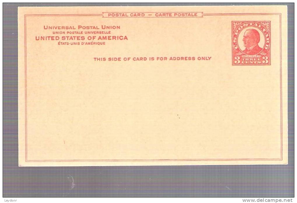 Postal Card - McKinley - Scott # UX37 - 1921-40