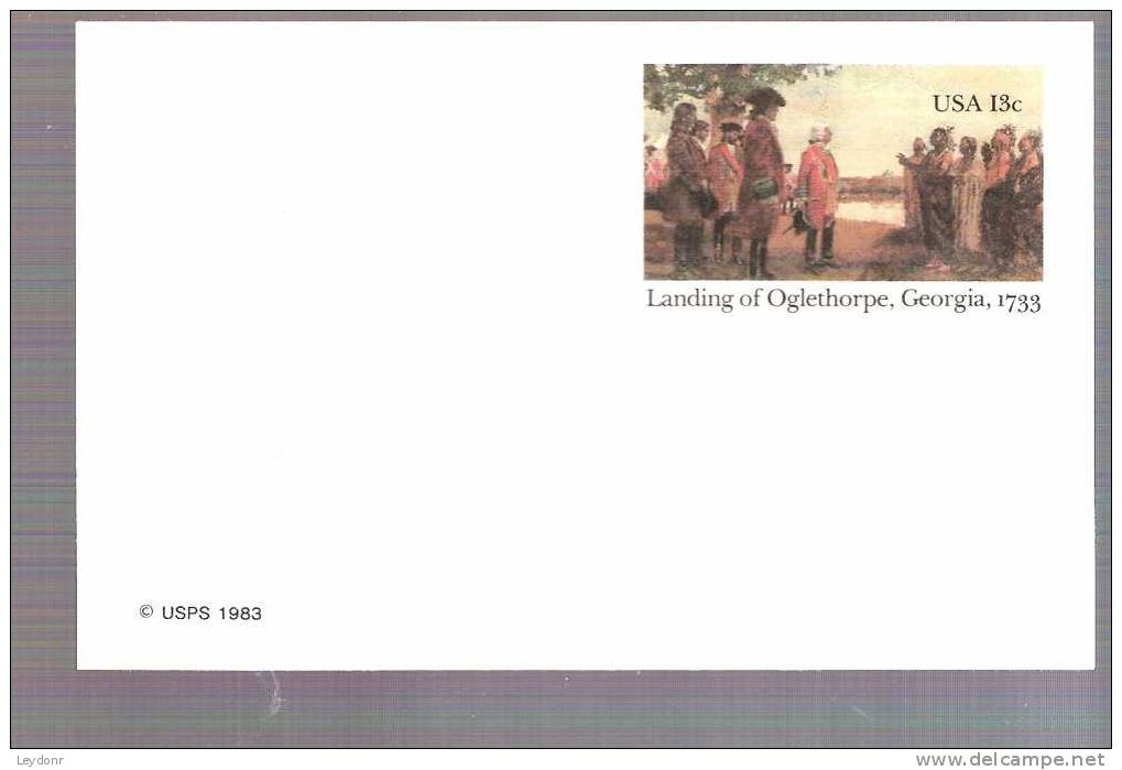 Postal Card - Gen. Oglethorpe Meeting Chief Tomo-Chi-Chi Of The Yamacraw - Scott # UX98 - 1981-00