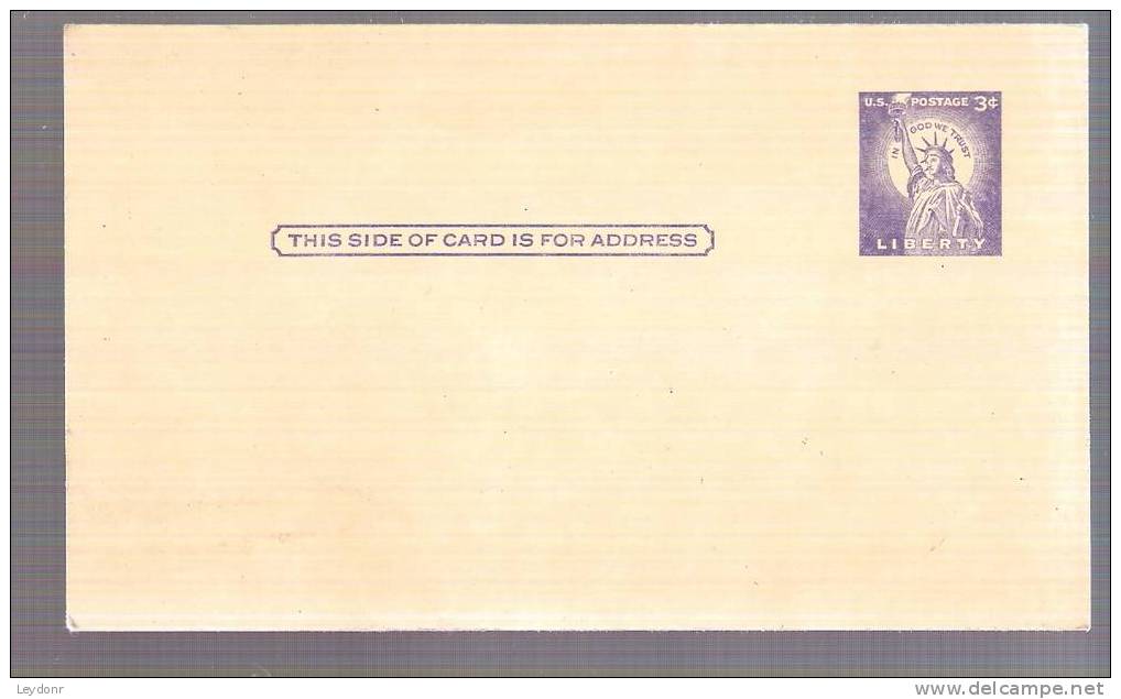 Postal Card - Statue Of Liberty - Scott # UX46 - 1941-60