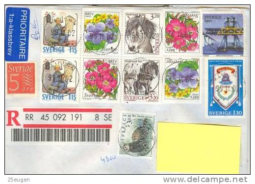 SWEDEN REGISTERED COVER SENT TO POLAND 1999 - Briefe U. Dokumente