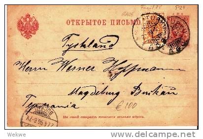 Fs043/ FINNLAND -  P 29 + Marke (F. 35/ 1896 Nach Deutschland - Briefe U. Dokumente