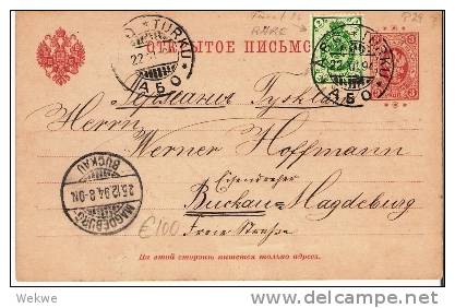 Fs045/ FINNLAND -  P 29 + 2 Pen-Marke (F.36) 1894 Turku-Magdeburg - Lettres & Documents