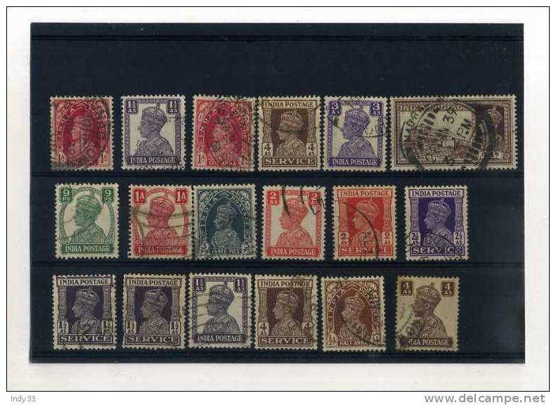 - ENSEMBLE DE TIMBRES DES INDES ANGLAISES  . GEORGE VI - 1936-47  George VI