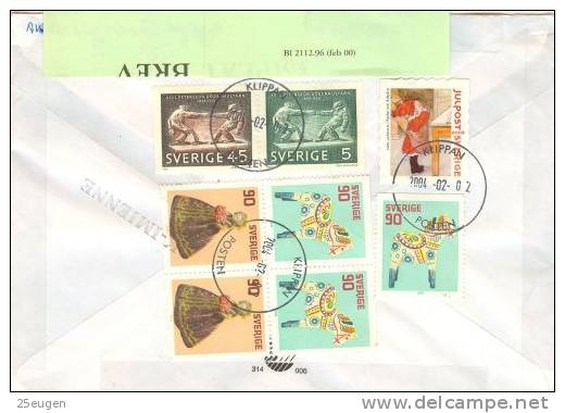 SWEDEN REGISTERED COVER SENT TO POLAND 2004 - Briefe U. Dokumente