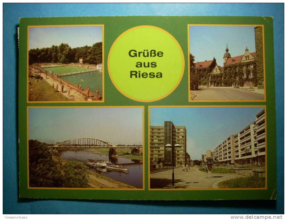 R.614 ALEMANIA GERMANY DEUTSCHLAND SAJONIA RIESA AÑOS 70 CIRCULADA MAS EN MI TIENDA - Riesa