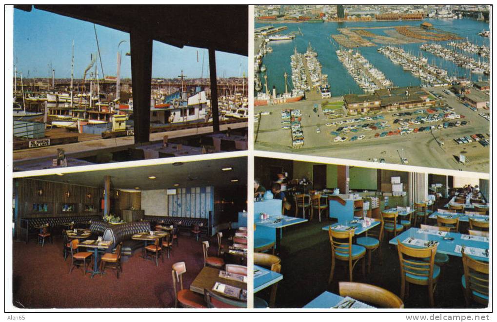 Fisherman´s Terminal, Fishing Fleet ´The Wharf´ Restaurant Interior Views On Vintage Postcard - Seattle