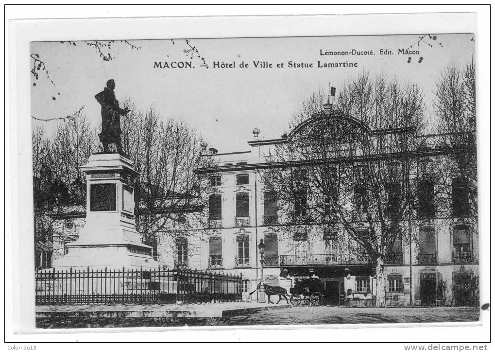 71 MACON HOTEL DE VILLE ET STATUE LAMARTINE - Macon