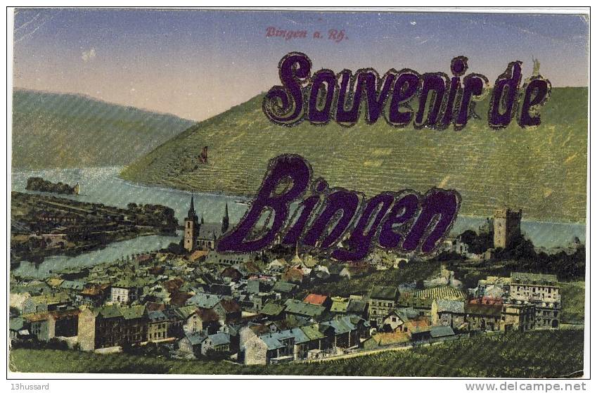 Carte Postale Ancienne Bingen - Fantaisie Souvenir De. Collage De Paillettes - Bingen