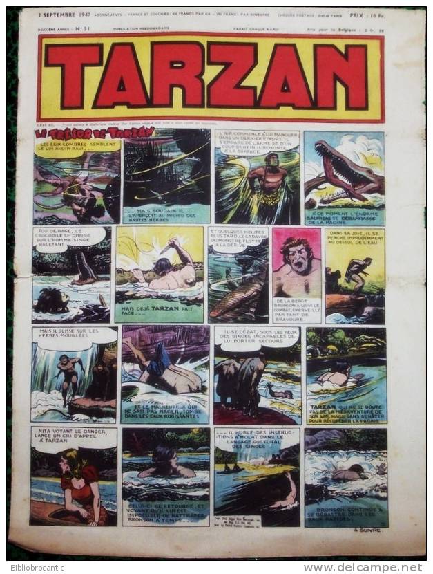 TARZAN - 1ére Série - N°51  Du 2 SEPTEMBRE 1947 - Tarzan