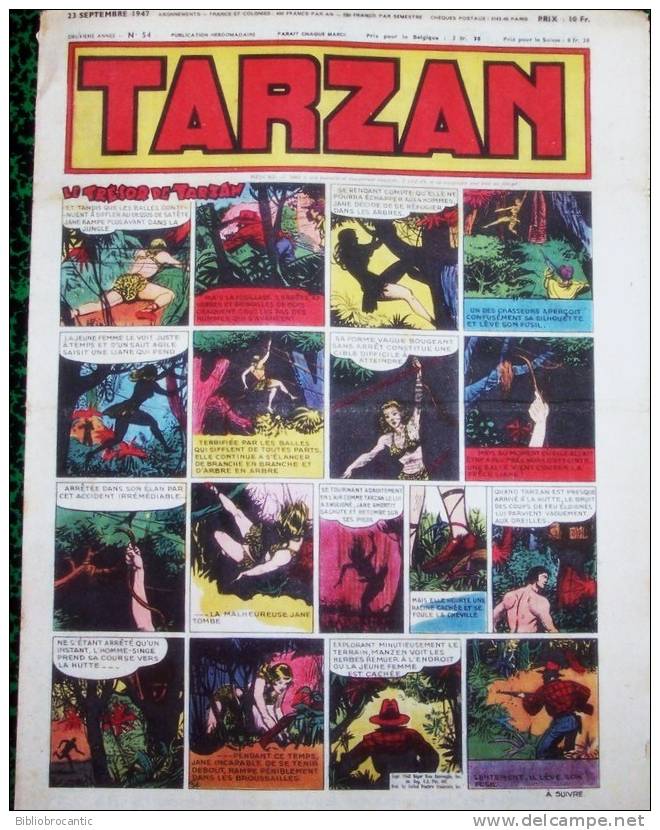 TARZAN - 1ére Série - N°54  Du 23 SEPTEMBRE 1947 - Tarzan