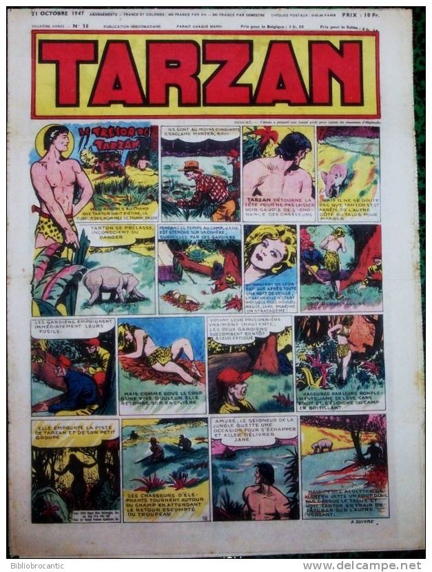 TARZAN - 1ére Série - N°58  Du 21 OCTOBRE 1947 - Tarzan