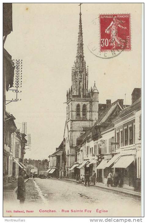 CONCHES (27) Rue Saint Foy, église, Timbrée, écrite - Conches-en-Ouche