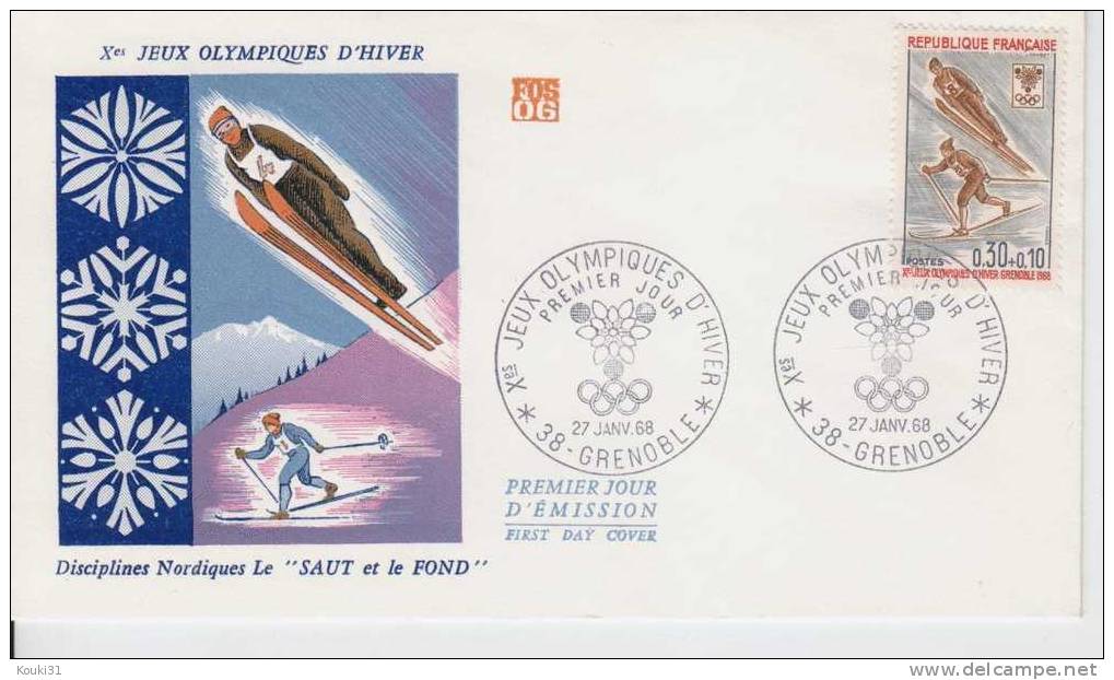 France YT 1543 FDC : Disciplines Nordiques , Le Saut Et Le Fond - Hiver