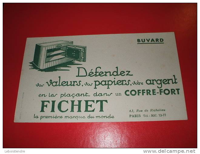 BUVARD : FICHET COFFRE-FORT:  21 CM X  12 CM - F