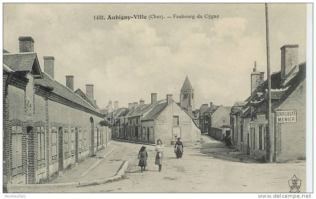 AUBIGNY Ville (18) Faubourg Du Cygne, écrite, Non Timbrée , Superbe - Aubigny Sur Nere