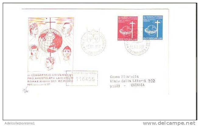 15134)lettera F.d.c Poste Vaticane Con 40£ + 130£ III° Congresso Universale Da Città Del Vaticano A Città Il 13-10-1967 - Storia Postale