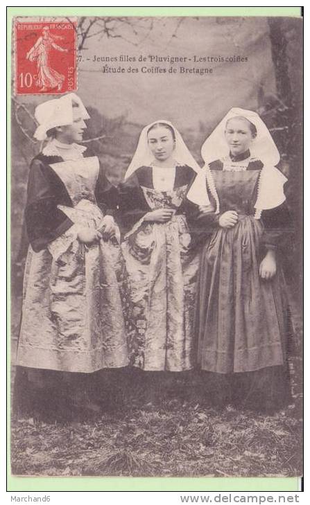 MORBIHAN.PLUVIGNER.JEUNES FILLES LES TROIS COIFFES ETUDE DES COIFFES DE BRETAGNE - Pluvigner