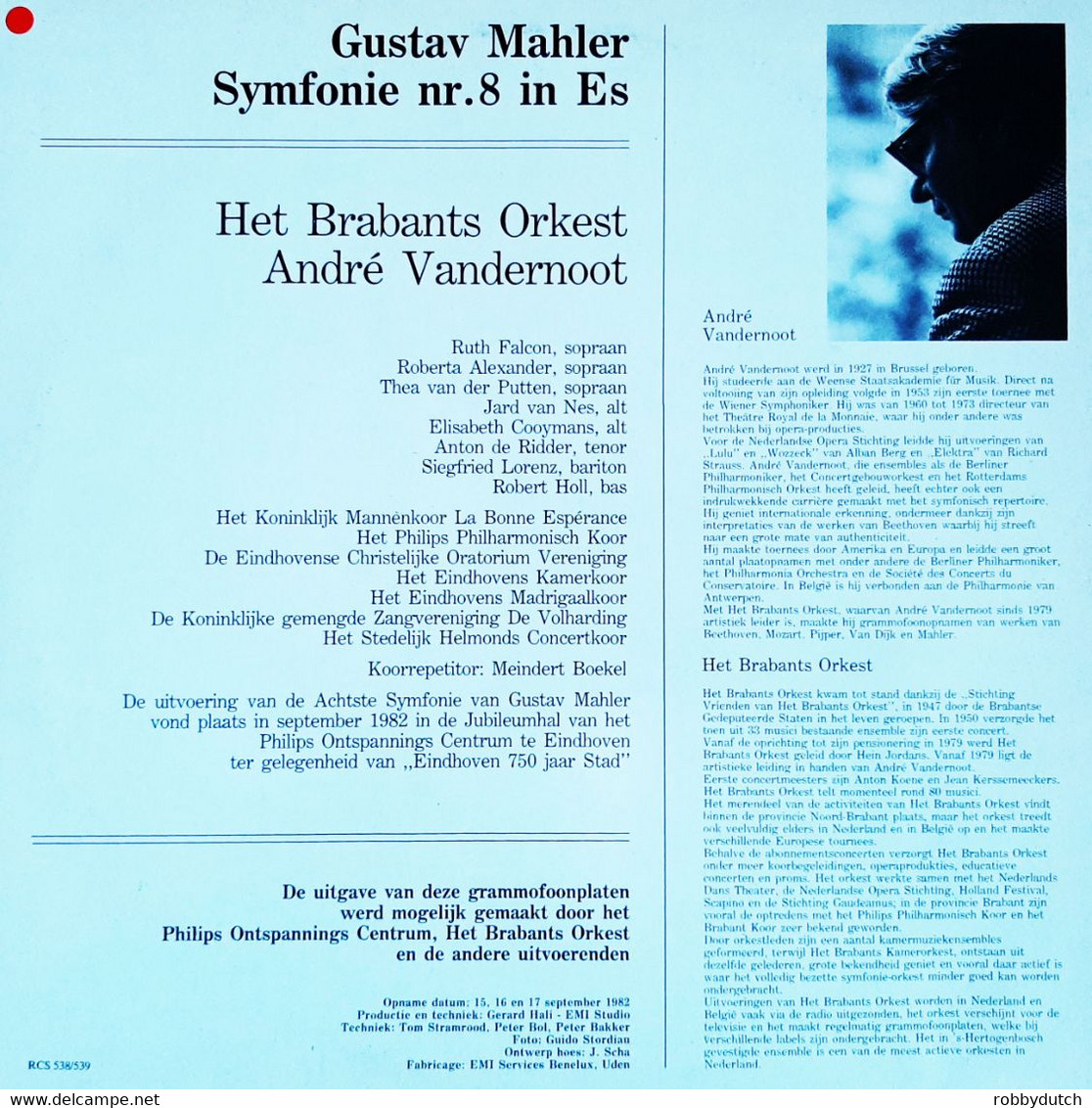 * 2LP * MAHLER - ACHTSTE SYMFONIE - HET BRABANTS ORKEST / ANDRÉ VANDERNOOT (1982 Ex-!!!) - Klassiekers