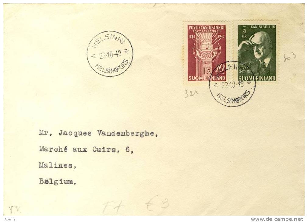 F7    LETTRE    POUR LA BELGIQUE - Storia Postale