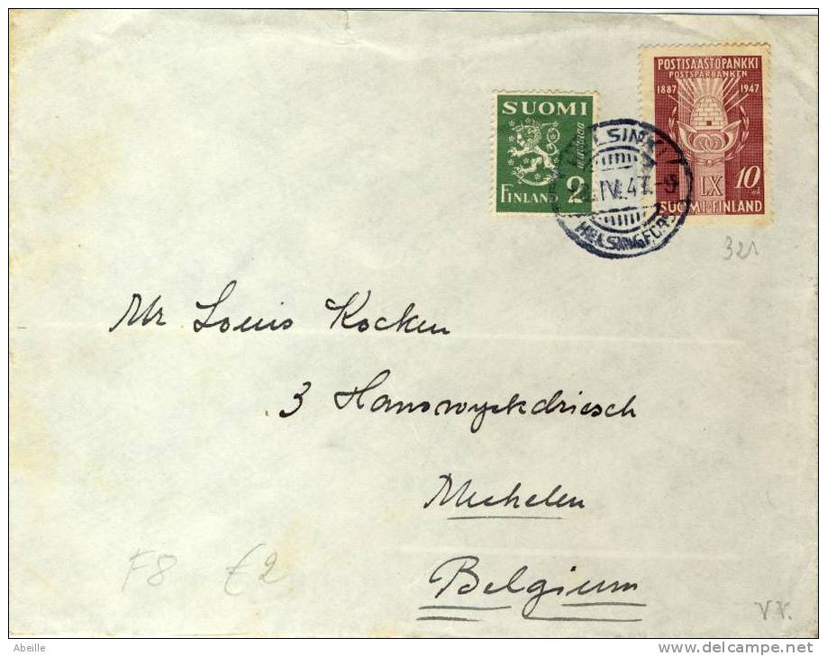 F8    LETTRE    POUR LA BELGIQUE - Storia Postale