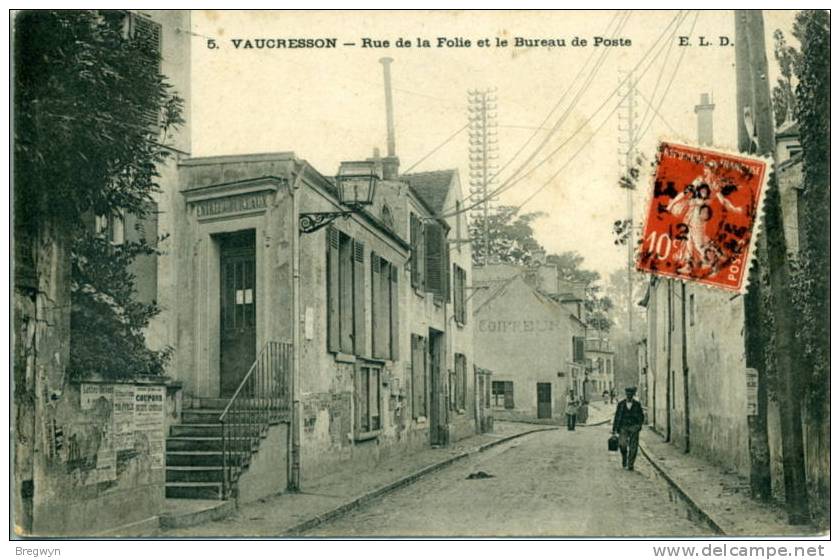 Belle CPA Vaucresson - Rue De La Folie Et Le Bureau De Poste - Vaucresson
