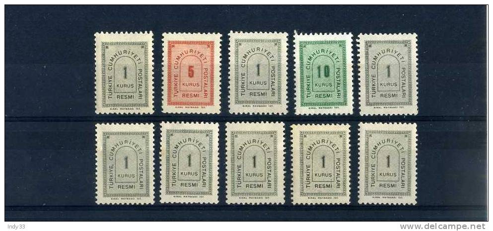 - TURQUIE . ENSEMBLE DE TIMBRES DE SERVICE DE 1963 . NEUFS AVEC ET SANS CHARNIERE - Official Stamps