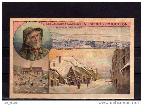 975 ST PIERRE MIQUELON Gruss, Rade, Séchage Des Morues, Pecheur, Litho, Ed Chocolat Coloniale, Colonies Francaises, 190? - Saint-Pierre En Miquelon