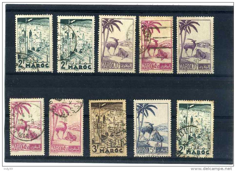 - FRANCE COLONIES  MAROC 1938/42  . ENSEMBLE DE TIMBRES . OBLITERES - Used Stamps