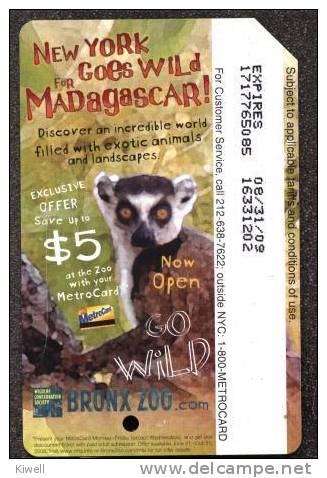 Bronx Zoo. Madagascar . Metrocard *** - World