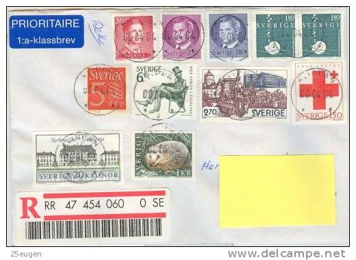 SWEDEN REGISTERED COVER SENT TO POLAND 2000 - Briefe U. Dokumente