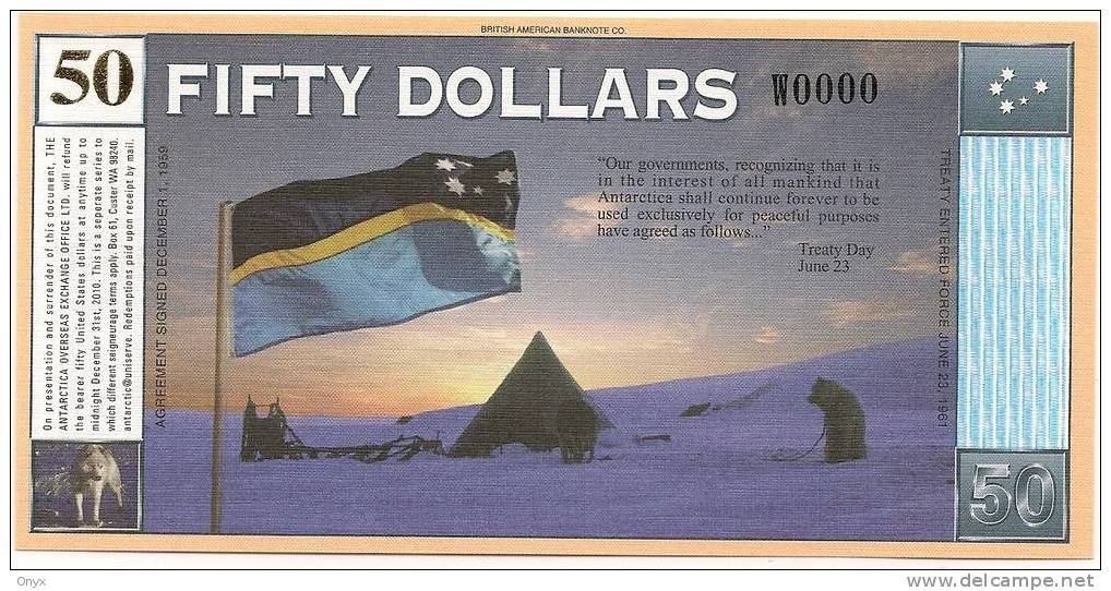 ANTARTIQUE / ANTARCTICA - 50 DOLLARS 2001 - SPECIMEN - NEUF / UNC - Groenlandia