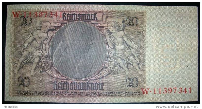 Paper Money,Banknote,Germany,20 Reichsmark,1924.-1929.,dim.160x80mm. - 20 Mark