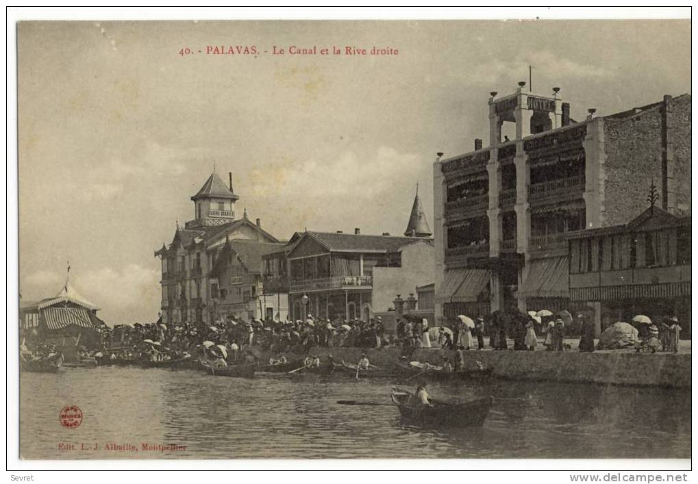 PALAVAS LES FLOTS - Le Canal Et La Rive Droite . Très Belle Animation , Jour De Fète - Palavas Les Flots