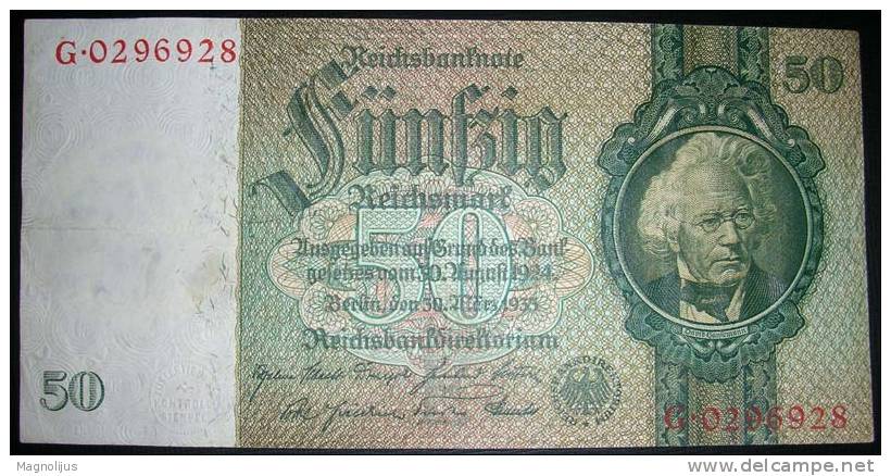 Paper Money,Banknote,Germany,50 Reichsmark,1924.-1933.,dim.170x84,5mm. - 50 Mark