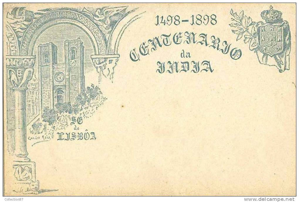 PORTUGAL  - ACORES - LISBOA -CENTENARIO DA INDIA -CENTENAIRE Des INDES -CARTE ENTIER POSTAL - 1898 - Açores