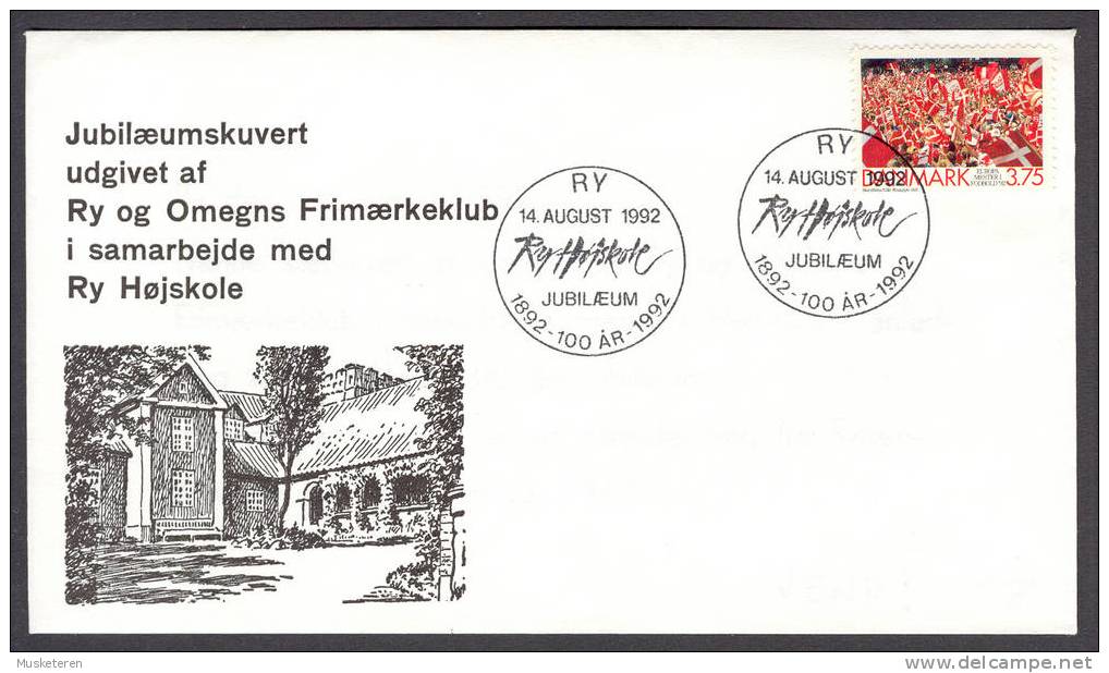 Denmark 1992 European Football Championship Mi. 1035 On Special Cover Brief Ry Højskole - Cartas & Documentos