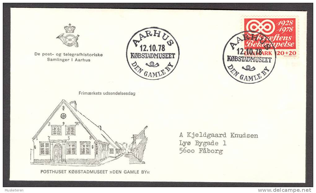 Denmark Mi. 672 Fighting Cancer Special Cancel Cover 'The Old Town' Catchet Aarhus 1978 - Briefe U. Dokumente