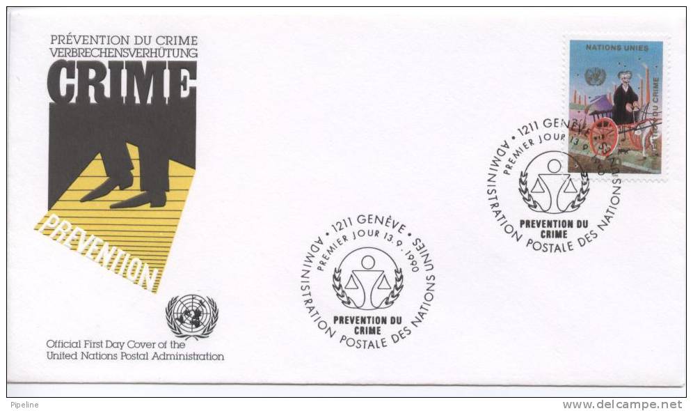 UN Geneva FDC Crime Prevention With Cachet 13-9-1990 - Other & Unclassified