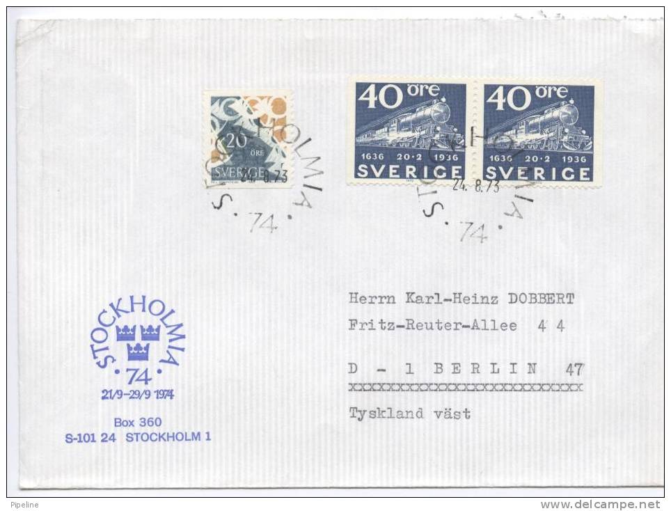 Sweden Cover Sent To Germany 24-8-1973 - Lettres & Documents